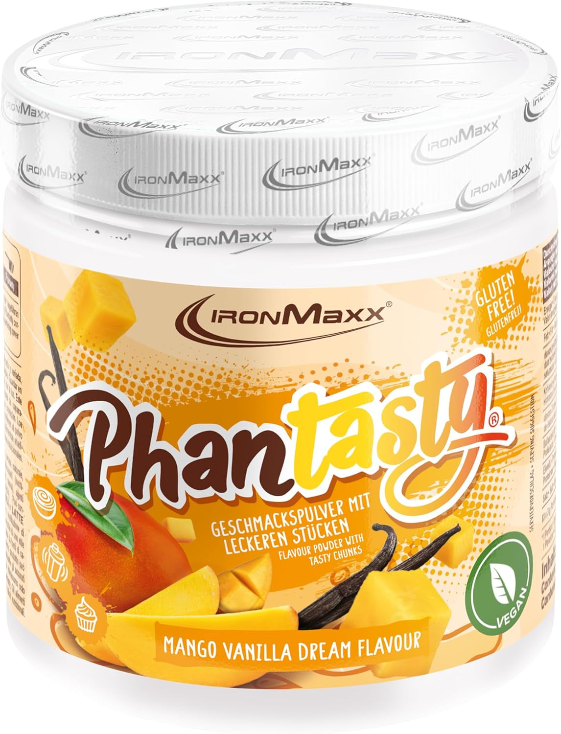 Ironmaxx Phantasty - Creamy Peach 250G Dávka | Vegan Geschmackspulver Mit Echten Frucht- Oder Nussstückchen | Perfekter Zuckerersatz Sladidla Naty Shop 250 G (1Er Pack) Mango Vanilla Dream