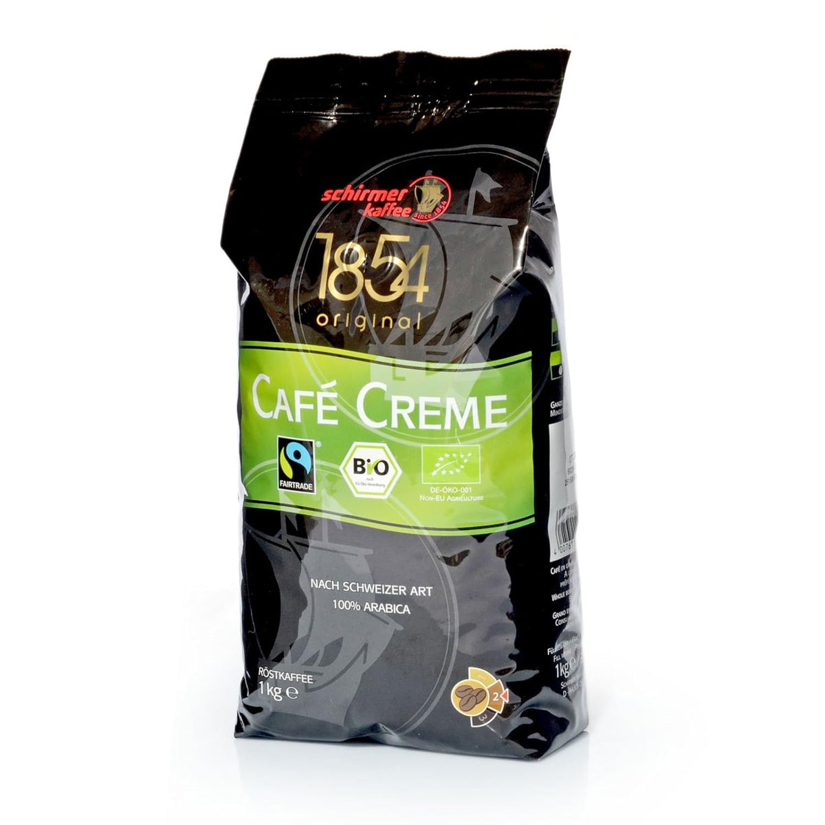 Cafea cremă Fairtrade Cafe, boabe întregi, boabe de cafea, pachet de 8, 8 x 1000g