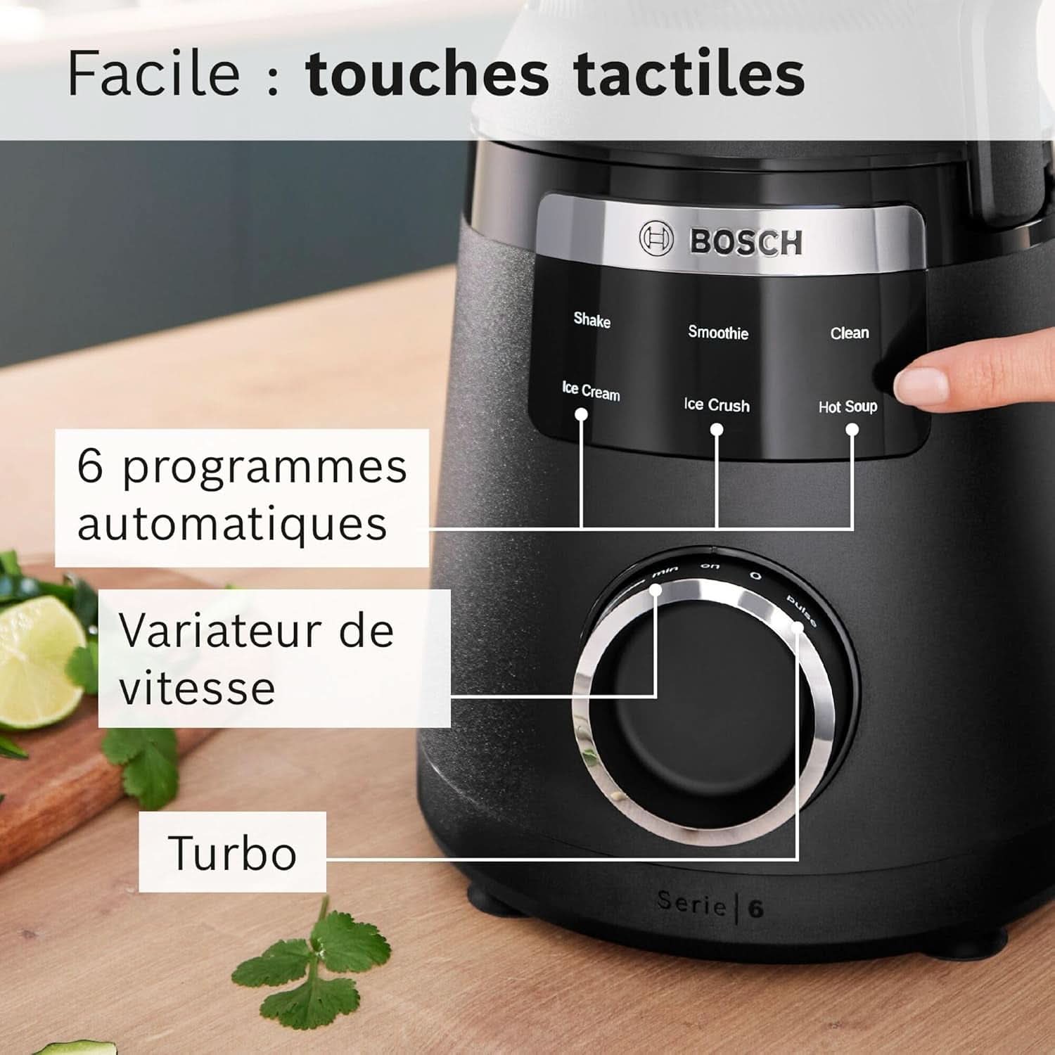 Vitapower Stabmixer, Serie 6, 1.800 W, 6 Programme, Prospeed Klingen, Tritan™-Krug, Schwarz, MMB6652B Bucatarie Naty Shop