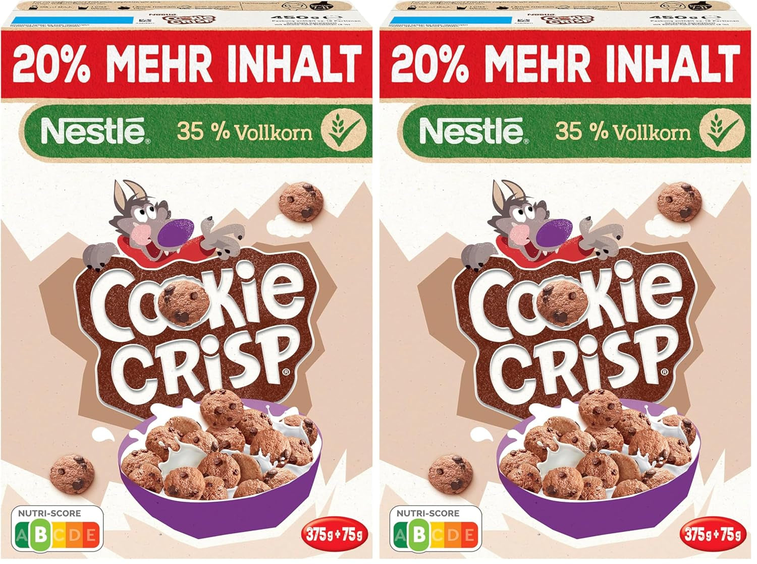 Nestlé Cookie Crisp (+20 %), celozrnné snídaňové sušenky pro děti, balení 1 ks (1x450g)