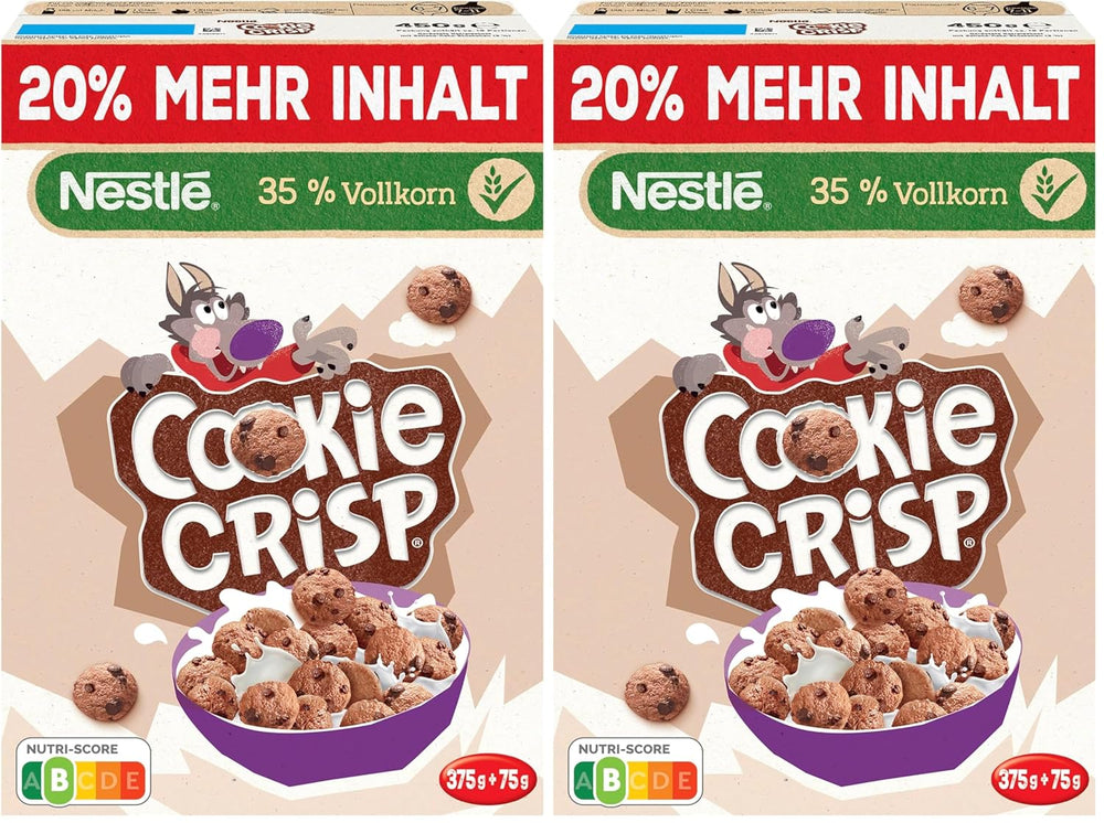 Nestlé Cookie Crisp (+20 %), celozrnné snídaňové sušenky pro děti, balení 1 ks (1x450g)