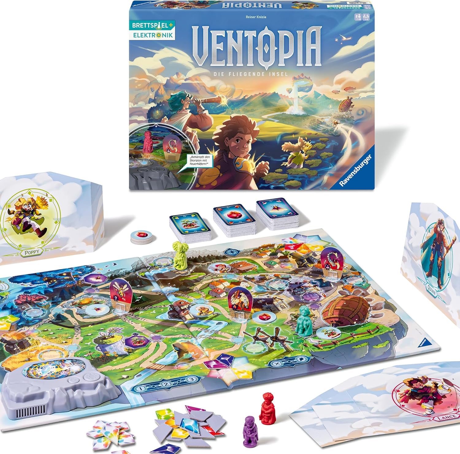 Ravensburger 24582 Ventopia – elektronická stolní hra Flying Island pro děti od 7 let pro 1 až 4 hráče