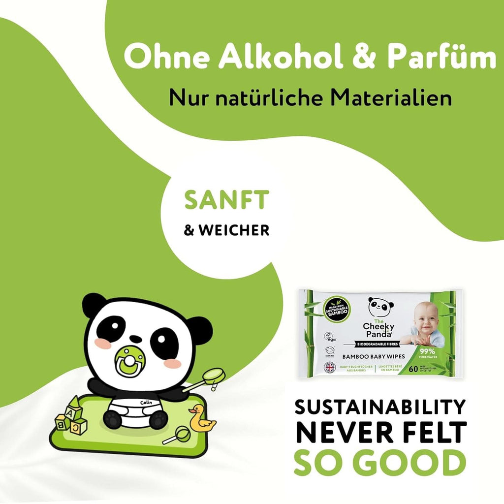 Șervețele umede pentru copii Cheeky Panda Bamboo, Delicate și moi, Primul kit pentru nou-născuți Servetele Umede Bebelusi Naty Shop