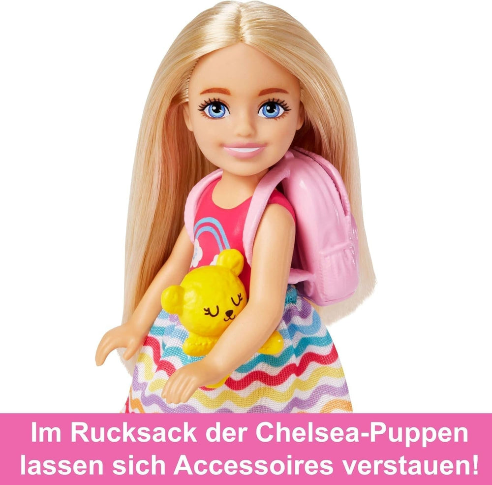 Jucărie Barbie, păpușă Chelsea și accesorii, set de călătorie cu câine și 6 piese, inclusiv suport pentru câine, HJY17 Papusi Naty Shop