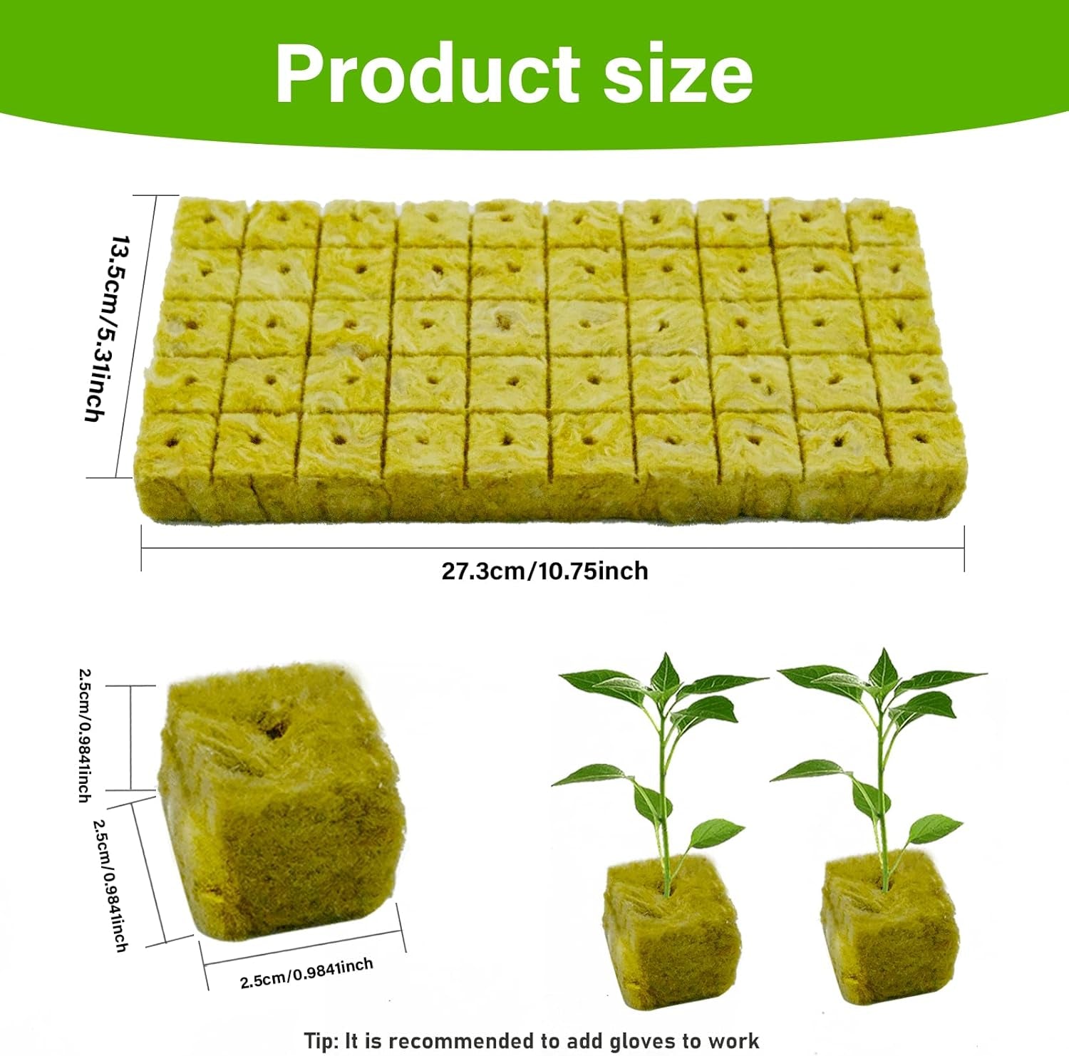 100 Stück Steinwolle Anzucht Würfel 2,5x2,5x2,5CM Rockwool Cube Anzuchtmatte Steinwolle Anbau Hydrokultur Umpflanzen für Bodenlose Anzucht Setzlinge Stecklinge Klonpflanzen