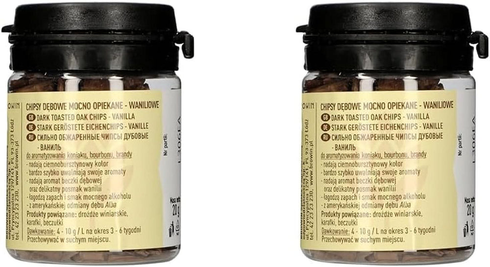Browin Silně pražené dubové chipsy 20g - vločky, jemné dubové tyčinky na dochucení alkoholu, hnědé Příchutě Naty Shop 2 x 20g Vanilka
