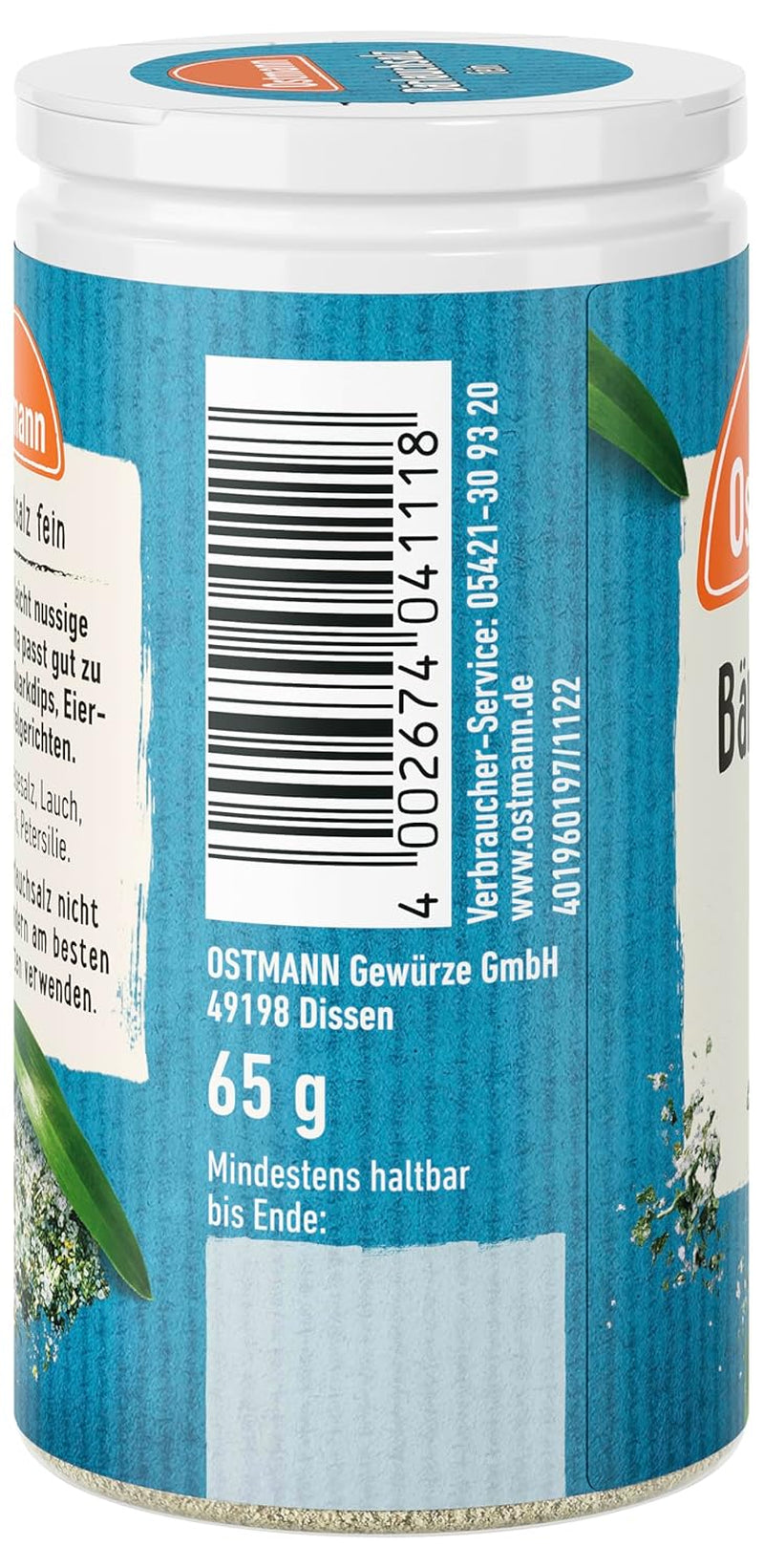 Ostmann Gewürze - Bärlauchsalz | Ideální pro Herzhaften Gemüse nebo Fleischgerichten Recyclebare, nachfüllbare Streudose | 65 g ve Streueru