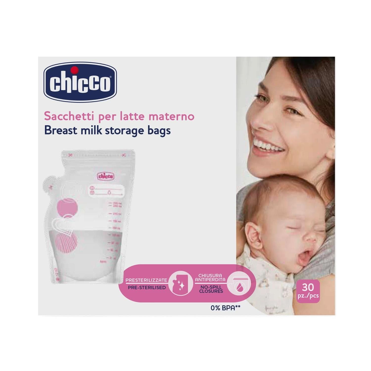 Chicco sáček na mléko s 30 kusy, nepropustný, 250 ml Příslušenství Potraviny a kojení Bebe Naty Shop