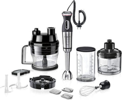 Bosch Stabmixer Ergomaster Serie 6 MSM6M810, Einhändig Bedienbar, 10 Jahre Motorgarantie, Edelstahl-Klingen, Verschleißfreie Keramik-Kupplung, Luftkühlung, Quattroblade, Mixbecher, 1200 W, Shopstahl 0 Kitchen, Shopstahl 0