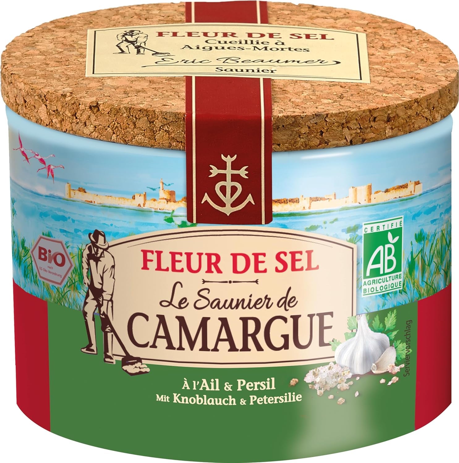 Le Saunier de Camargue Fleur De-Sel Citrone Thymian v dávce 125 g, Premium Meersalz aus Süd-Frankreich, Ideal als Finishing von Speisen und zum Verfeinern von Gerichten