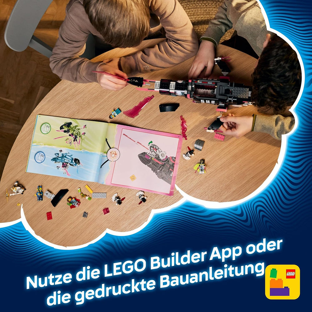 LEGO DREAMZzz Albtraumhai-U-Boot - Modulární sada se 2 stavebními prvky, 2 abnehmbaren Fluggeräten a 5 minifigurkami, vč. Mateo und Astrid - Dárek pro dívky a chlapce od 9 let - 71500