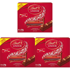 Lindt Čokoláda | LINDOR tyčinky z mléčné čokolády, Akční nabídka | 100 g | 4 tyčinky mléčné čokolády LINDOR s náplní rozplývající se v ústech | Čokoládové tyčinky (balení 3 ks)