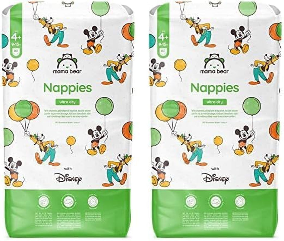 Značka Amazon: Mama Bear Disney Ultra Dry plenky, velikost 3 (4–9 kg) – měsíční krabička, bílá, počet 172 (2 balení po 86)