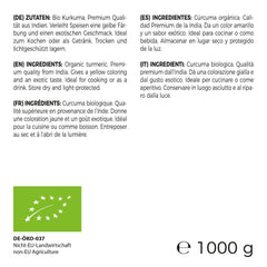 GreatVita Bio kurkuma prášek, 1000 g jemně mletý, 100% přírodní