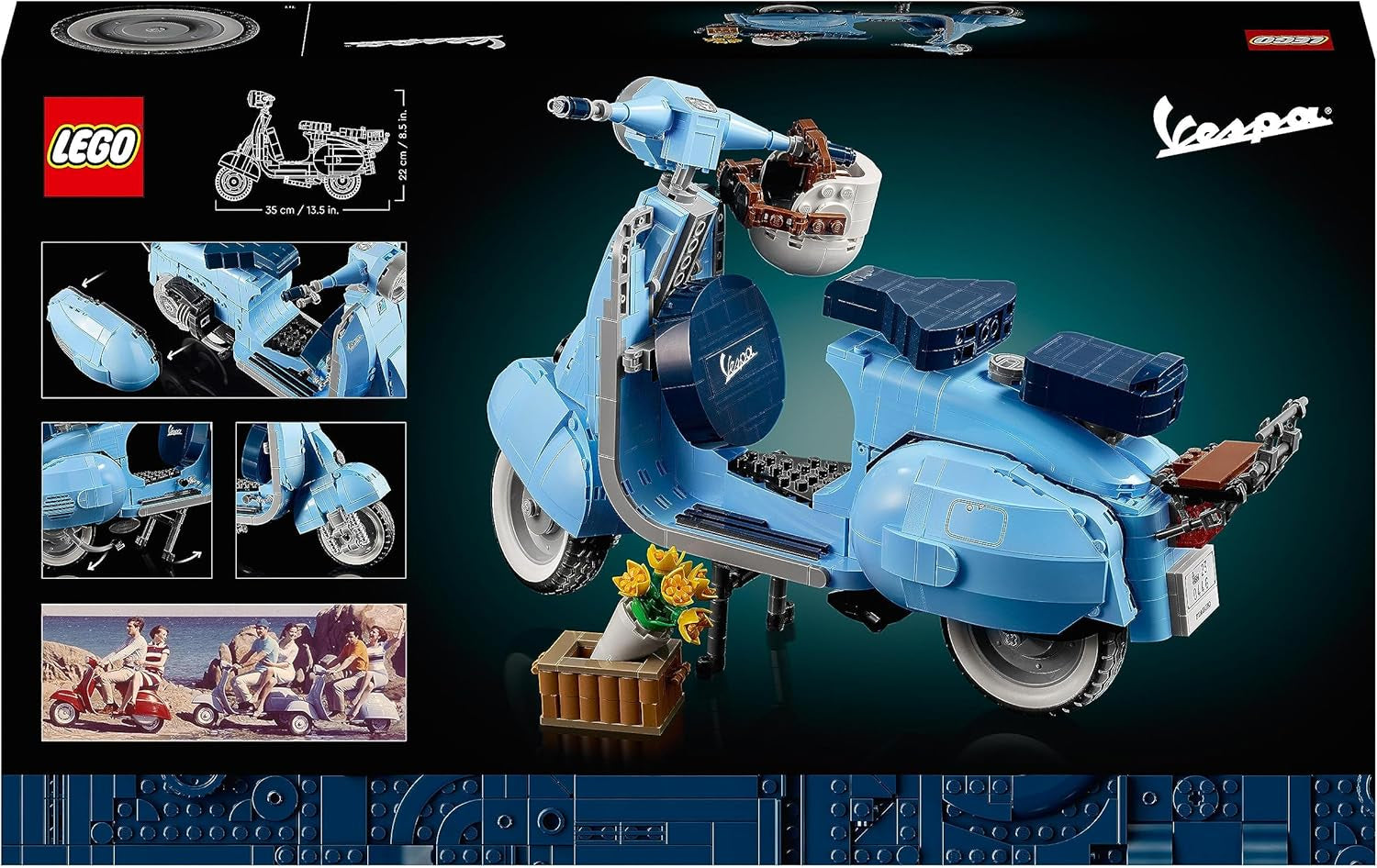 LEGO Icons Vespa 125, sestavitelný model motocyklu, historický italský skútr, modelová sada pro dospělé, výstavní kousek jako dekorace pokoje, dárky pro ženy a muže 10298 stavebnic Besuche den LEGO-Store