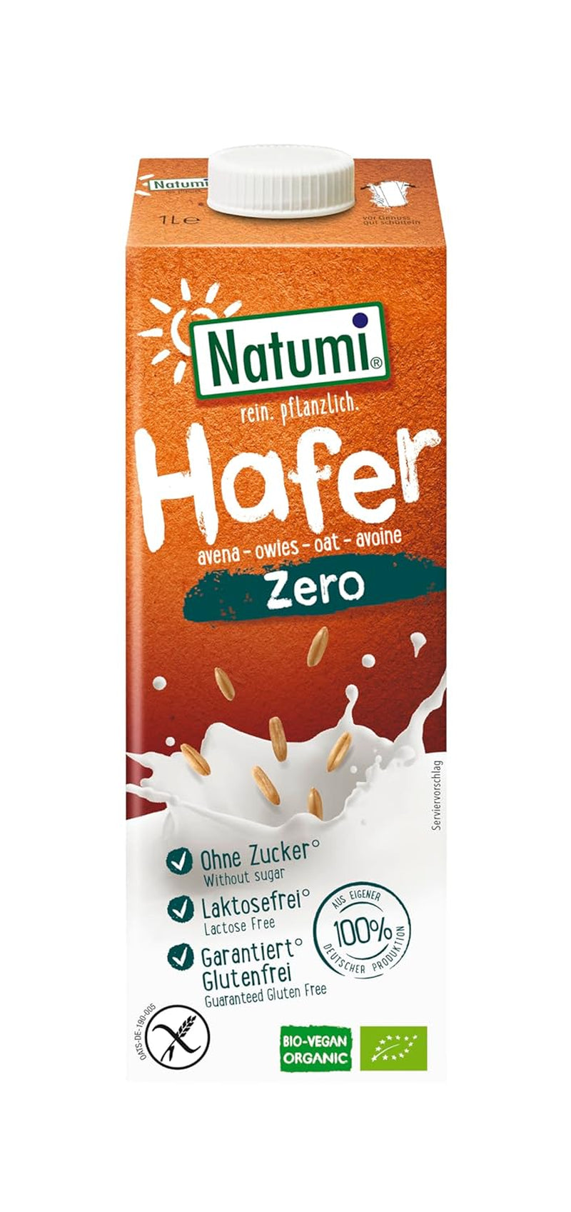 Natumi Bio Hafer Barista, 8 x 1L - bez laktózy, Aufschäumbar, Barista-Style, Bio, Hergestellt mit deutschem Hafer, Vegan, Milchfreie Milchfreie Alternative