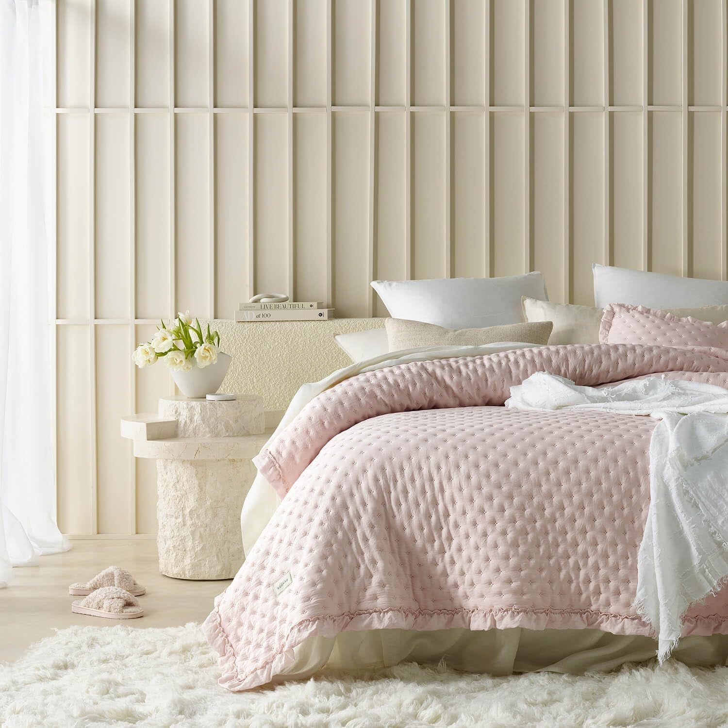 Molly Cuvertură de pat elegantă în roz pudră 170 X 210 cm Cuvertură de pat versatilă ca cuvertură de pat sau canapea Pătură de aruncare pentru pat și canapea Stil de cuvertură Ideal ca cuvertură de pat Paturi si Cuverturi Besuche den ROOM99-Store