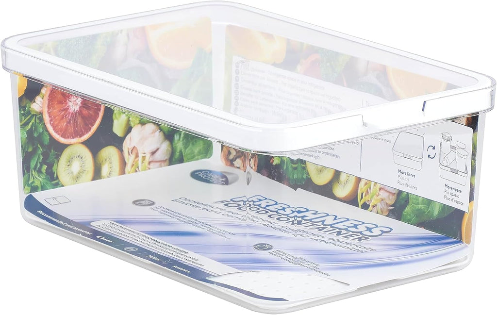 CARE + PROTECT Recipient inteligent pentru alimente, perfect stivuibil, organizator pentru frigider, protejează alimentele de umiditate, păstrează alimentele proaspete mai mult timp, 2,15 l Cutii depozitare alimente Naty Shop 4,65 L