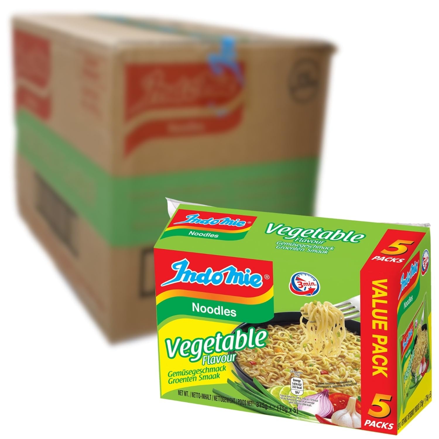 INDOMIE - Instantní nudle s krevetami, balení po 5 - (1 x 5 x 70 g)