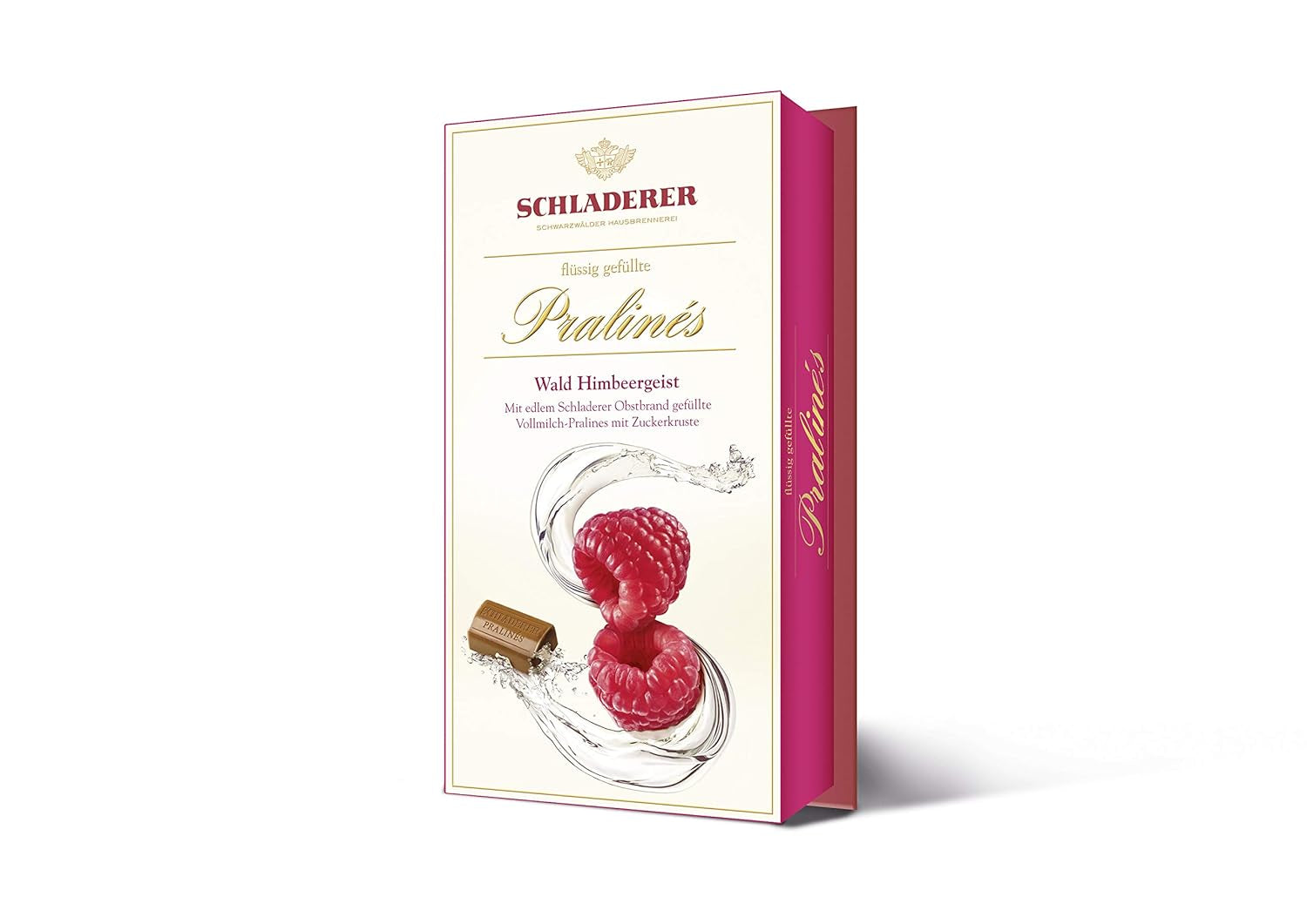 Pralinky RCP Schladerer s malinovým lihem, mléčná čokoláda, cukrová krusta, tekutá náplň, obsahuje alkohol, skvělý dárek, 2 x 127 g