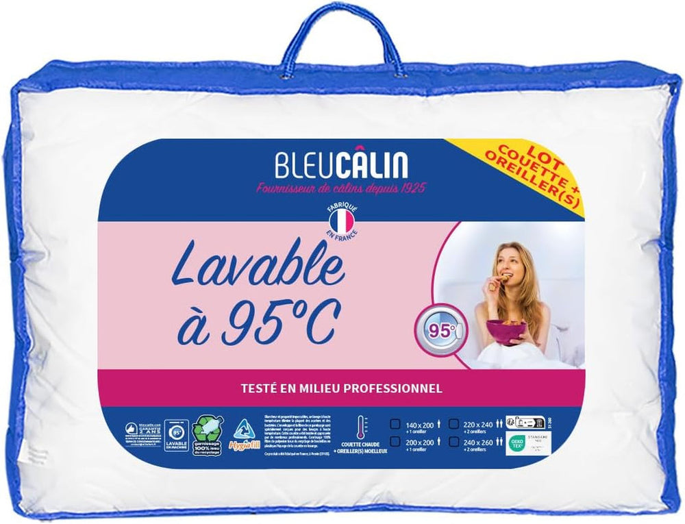 Bleu Calin Pack přikrývka pro 1 osobu 140X200 Cm + 1 polštář 60X60 Cm, praní na 95° Přikrývky a přikrývky Naty Shop