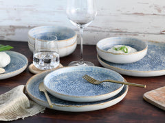 CreaTable, 21652, seria Uno Mykonos, set de veselă cu 12 piese, set de farfurii din gresie, potrivit pentru mașina de spălat vase și cuptorul cu microunde, fabricat în Portugalia