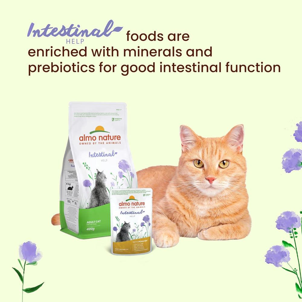 Almo Nature Functional - Intestinal Help - Hrană umedă pentru pisici adulte și mature cu intestine sensibile - cu carne de pasăre - susține microbiomul - 70 g (pachet de 30)