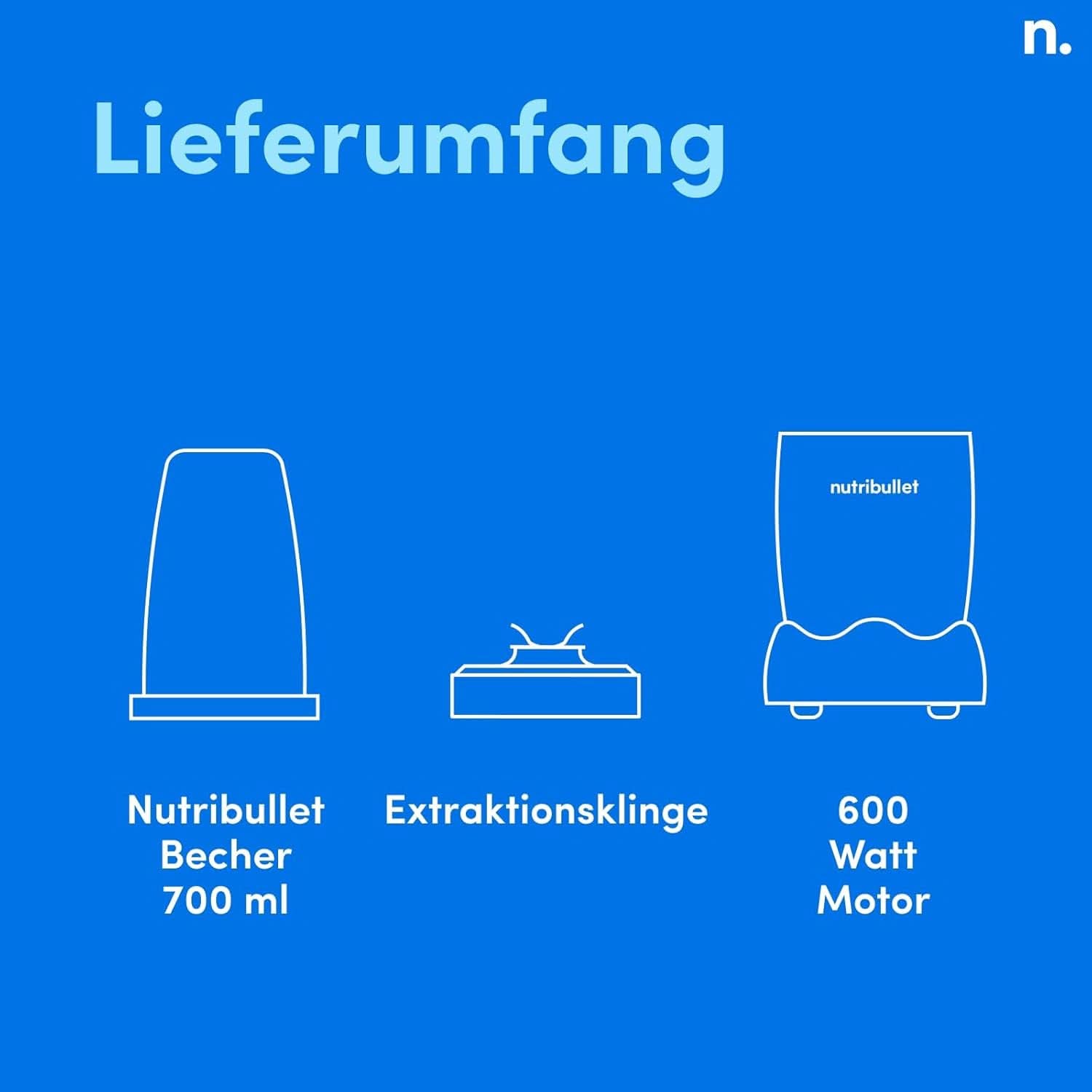 Nutribullet Original, Elektrischer Mixer, Zerkleinerer, Smoothiemixer, Smoothie Maker, 600 W Leistung, Einfach Und Schnell in Der Anwendung, Kompakt, Leicht Zu Reinigen, NB603DG Bucatarie Naty Shop