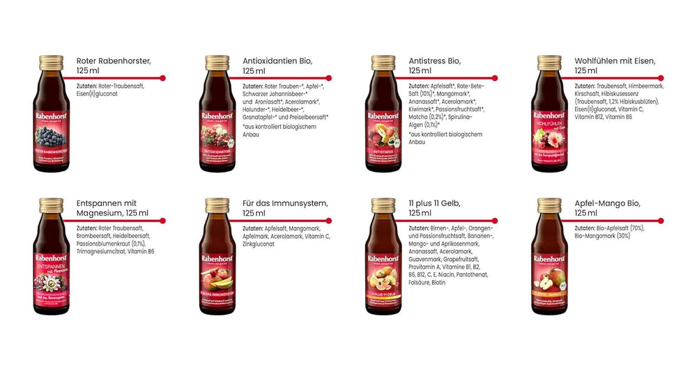 Rabenhorst mini degustační balíček, 8 druhů nebo 3 lahve (24 X 125 ml) Nealkoholické nápoje Naty Shop