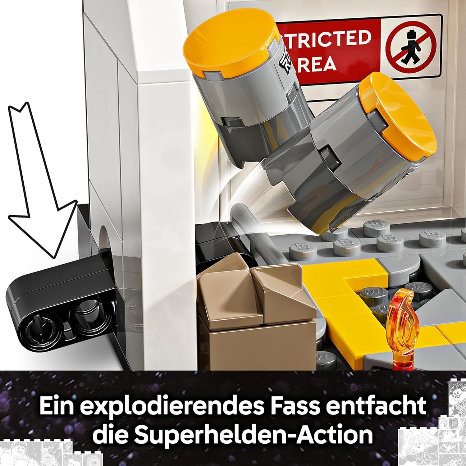 LEGO Marvel Captain America: Civil War Action Duel - Superhrdinská herní sada s 8 minifigurkami - Hračka na stavbu letadla a herní sadu - Dárek pro chlapce a dívky 76314 Stavebnice Besuche den LEGO-Store