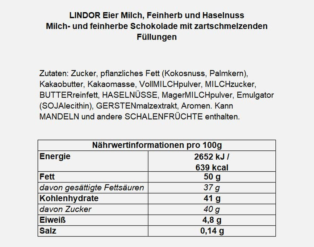 Vejce LINDOR s čokoládou Lindt | 4 krabice po 450 g | Vejce LINDOR s mléčnou čokoládou rozpouštějící se v ústech, bílou, tmavou a oříškovou náplní | Velikonoční čokoláda | Čokoládový dárek | Velikonoční vajíčka | Čokoládová vajíčka