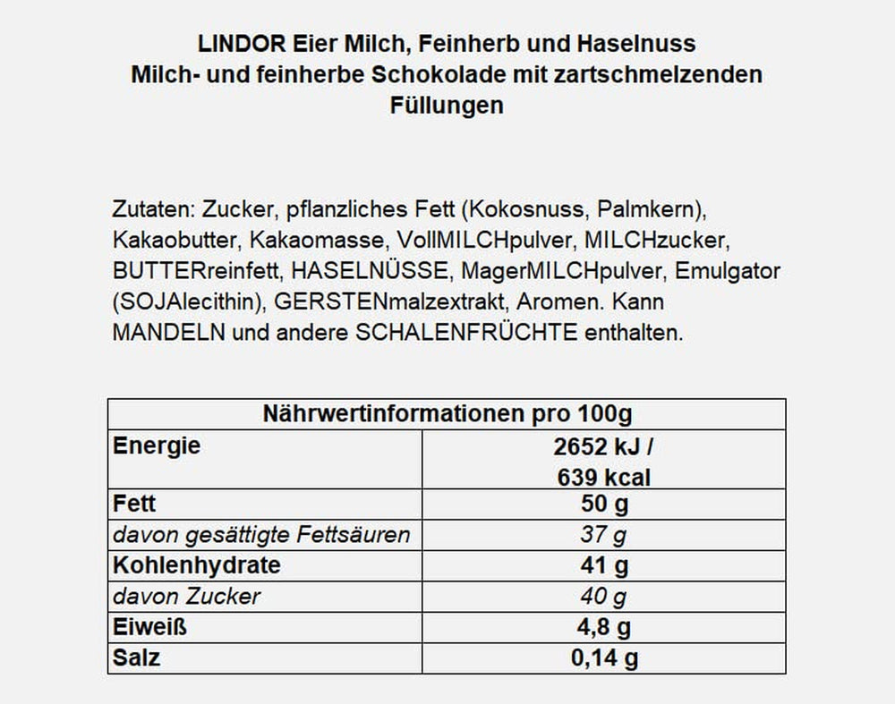 Vejce LINDOR s čokoládou Lindt | 4 krabice po 450 g | Vejce LINDOR s mléčnou čokoládou rozpouštějící se v ústech, bílou, tmavou a oříškovou náplní | Velikonoční čokoláda | Čokoládový dárek | Velikonoční vajíčka | Čokoládová vajíčka