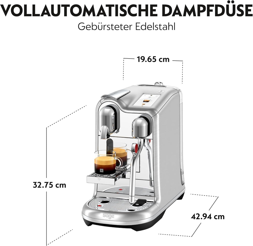Espressor Nespresso Creatista Pro de la Sage, oțel inoxidabil, oțel inoxidabil periat