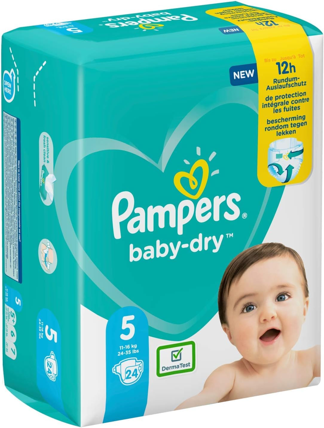 Plenky Pampers pro miminka vel. 5 (11-16 kg), 24 kusů, až 12 hodin ochrany proti protečení