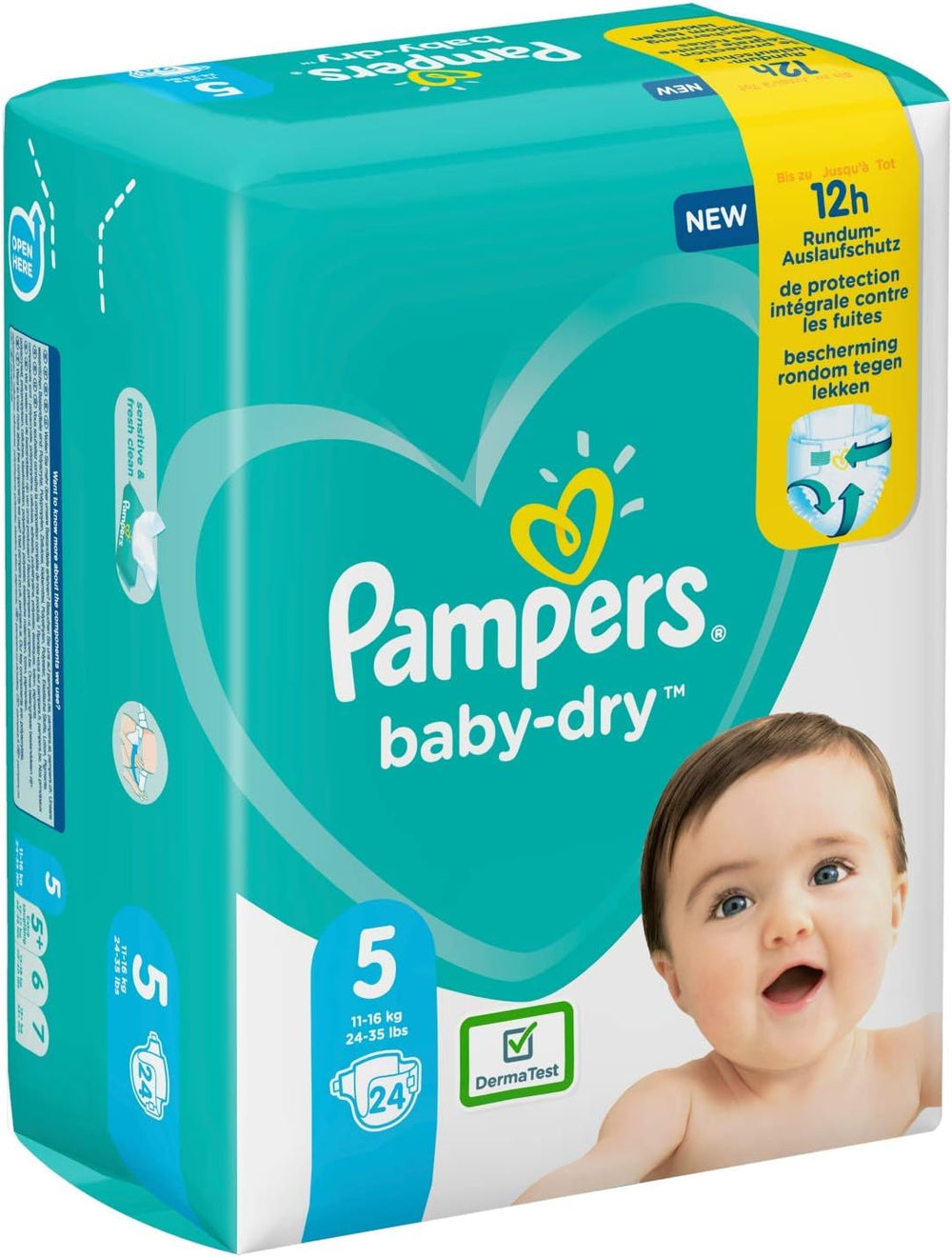 Plenky Pampers pro miminka vel. 5 (11-16 kg), 24 kusů, až 12 hodin ochrany proti protečení