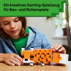 LEGO Minecraft Der Fuchs - 3D-Puzzle Tierfigur mit Zubehör - Herní Deko pro Schlafzimmer nebo Gaming Raum - Hráč Spielzeug zum Geburtstag für Jungen, Mädchen und Fans ab 10 Jahren - 21588