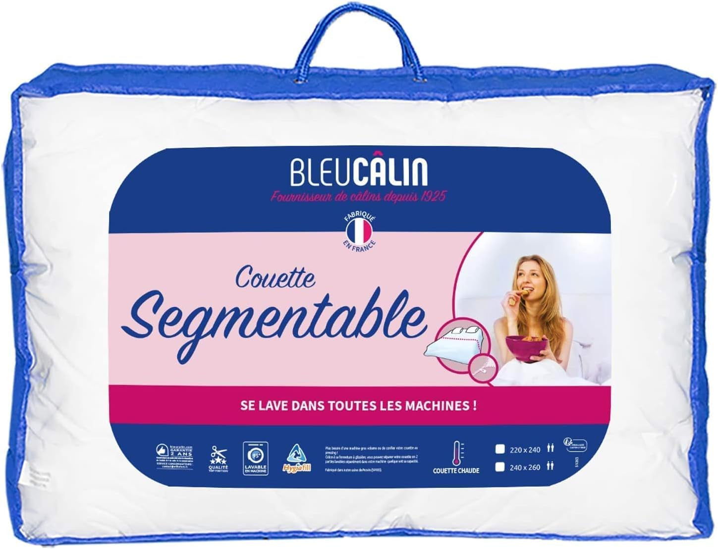 KSGB402460 Prošívaná postel pro 2 osoby, snadno omyvatelná, bílá, 220X240 cm Přikrývky a přikrývky Naty Shop