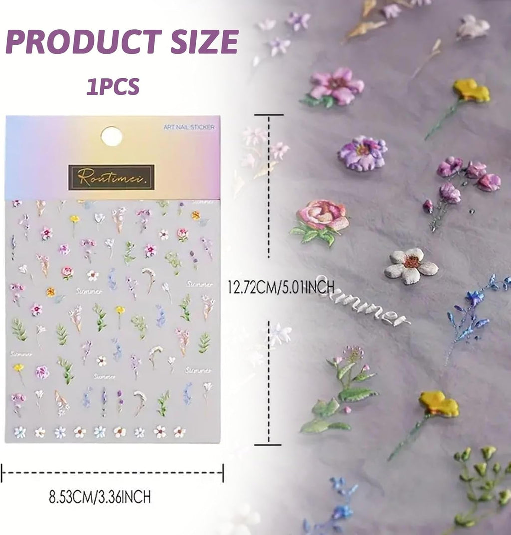 Nagelsticker Set - Selbstklebende Nail Sticker, Nageldesign Zubehör, Nail Art, Nagelaufkleber Für Fingernägel, Blumen Nagelsticker, Nagel Deko