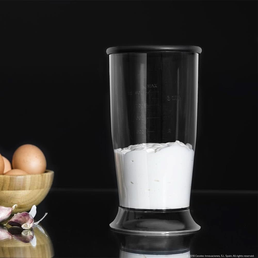 Cecotec ruční mixér Powergear 1500 - Klingen Aus Titanium Beschichtung, 21 Geschwindigkeitsstufen, 1500 W, Inklusiv Glas Mit Deckel. (Schwarz Und Edelstahl, XL) Kitchen Naty Shop