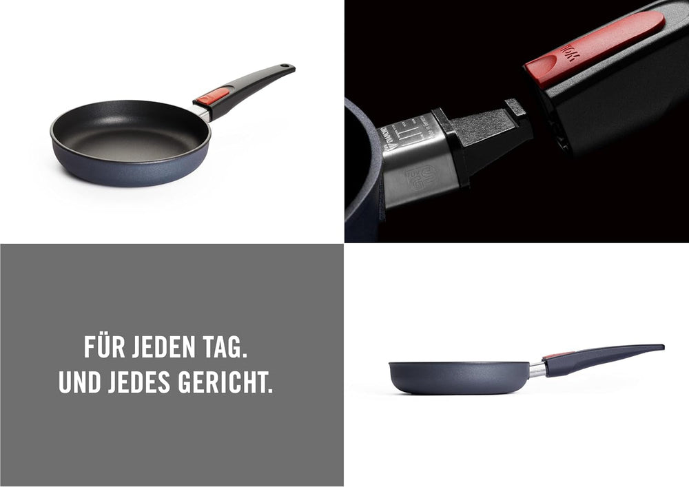 Plochá pánev Woll Diamond Lite - Indukce -, Ø 20 cm, výška 5 cm, S odnímatelnou rukojetí - Vhodné pro všechny typy varných desek, Hliníkový litý, Nepřilnavý povrch Hrnce a pánve Naty Shop