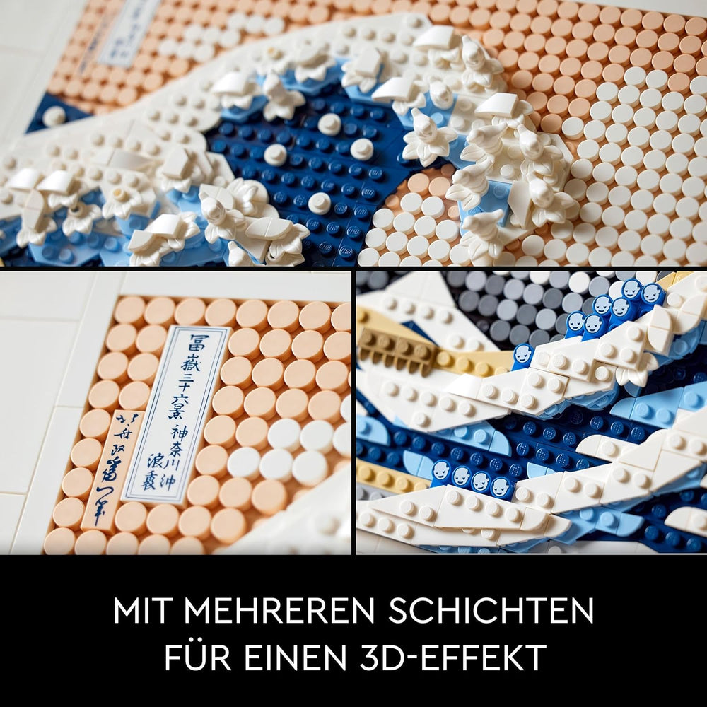 LEGO 31208 Art Hokusai – Große Welle, 3D japonské Wanddeko, Bastelset, gerahmte Ocean-Leinwand, Hobbies für Erwachsene, DYI, Home- und Büro-Deko