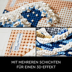 LEGO 31208 Art Hokusai – Große Welle, 3D japonské Wanddeko, Bastelset, gerahmte Ocean-Leinwand, Hobbies für Erwachsene, DYI, Home- und Büro-Deko