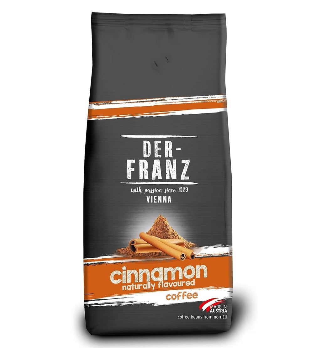 Cafea Der-Franz, amestec de Arabica și Robusta, prăjită, boabe întregi aromate cu alune naturale UTZ Cafea Naty Shop 3 x 500 grame Scorțișoară
