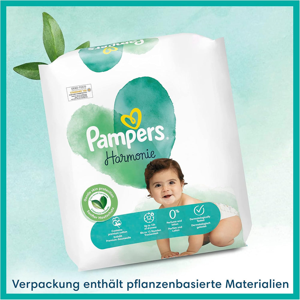 Dětské plenky Pampers, velikost 2 (4-8 kg), Harmony, Half Moon Box, Jemná ochrana pokožky a bylinné ingredience, Počet 240