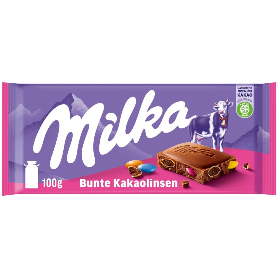 Čokoláda Milka s čočkou obarvená kakaem - Čokoláda z alpského mléka s křupavou čočkou s čokoládou - 100g