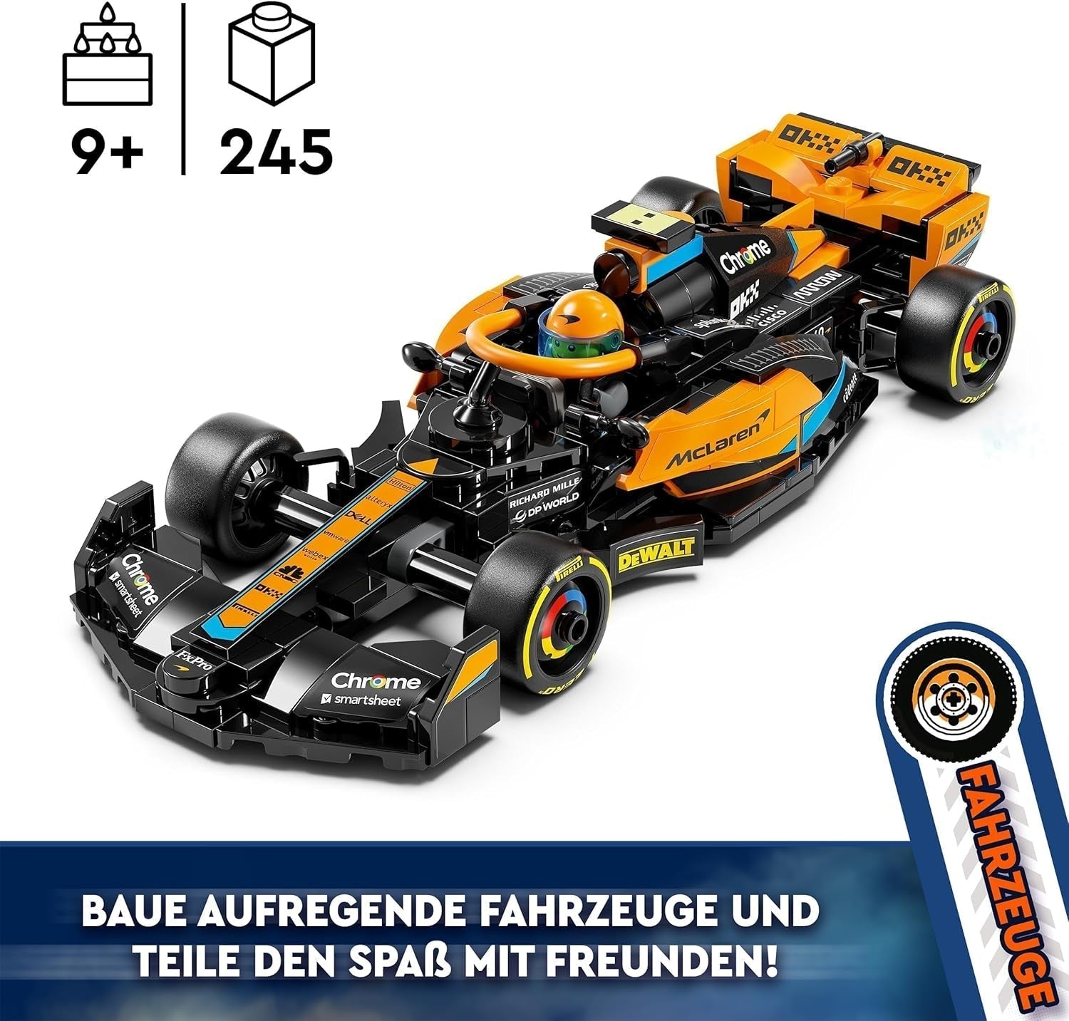 LEGO Speed Champions Mclaren Formula 1 Závodní auto 2023, Hračka pro kluky a dívky od 9 let, kteří si rádi hrají samostatně, Sestavitelný model vozidla, Dekorace dětského pokoje 76919 Stavebnice Besuche den LEGO-Store