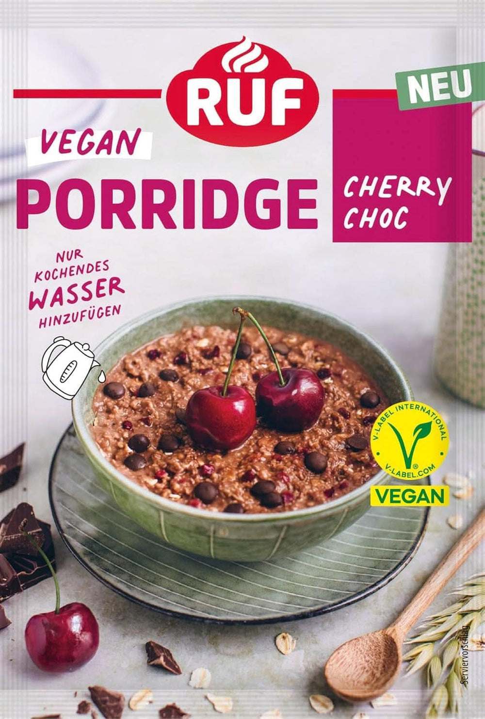 RUF Vegan Kaše Red Berry Oats, Kaše s jahodami a malinami, 60 gramů Cereálie Naty Shop