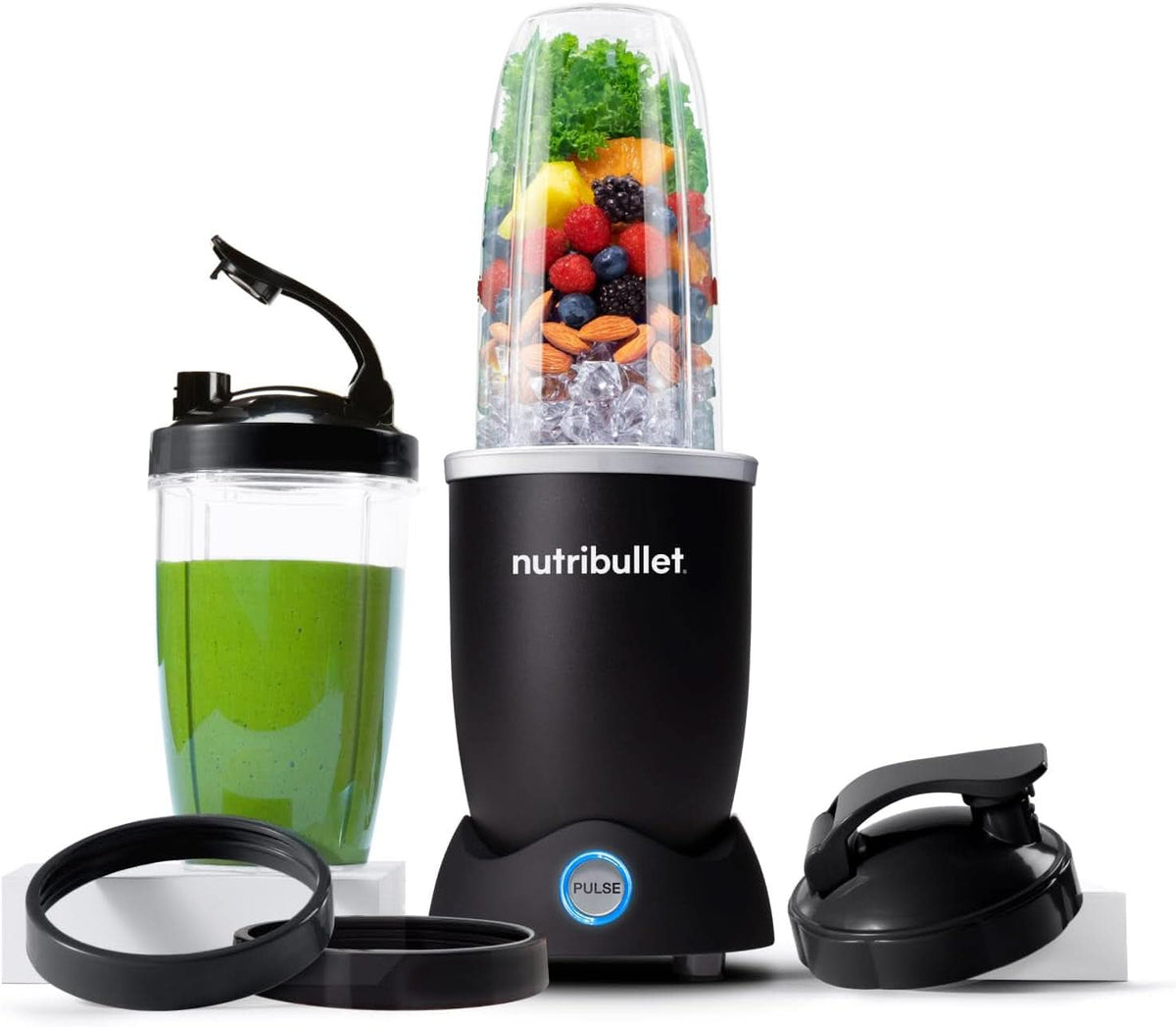 Nutribullet osobní mixér, Der Leistungsstärkste Mixer Für Eine Portion, 1000 Watt Und Leiser Motor, 900 ml Becher Aus Tritan Renew, Leuchtende Touch Bedienknöpfe, Dunkel Grau Bucatarie Naty Shop Schwarz 1200W
