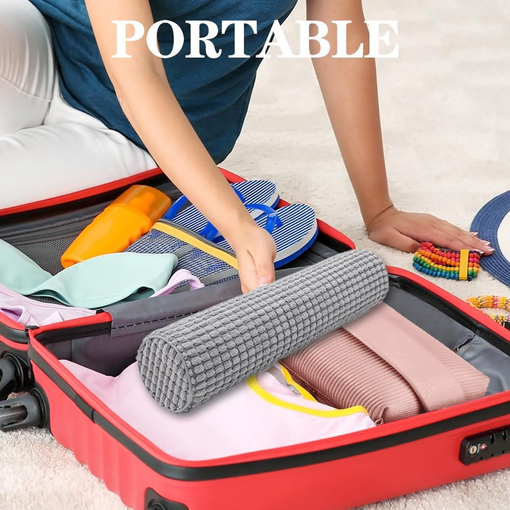 Rulou de gât cu capac, 11X45 cm pernă de călătorie cu spumă de memorie, pernă de gât de pluș lavabilă la fața locului pentru ameliorarea durerilor de gât, pernă de gât pentru casă, birou, călătorii Yoga cilindru rotund Perne ortopedice cervicale Naty Shop