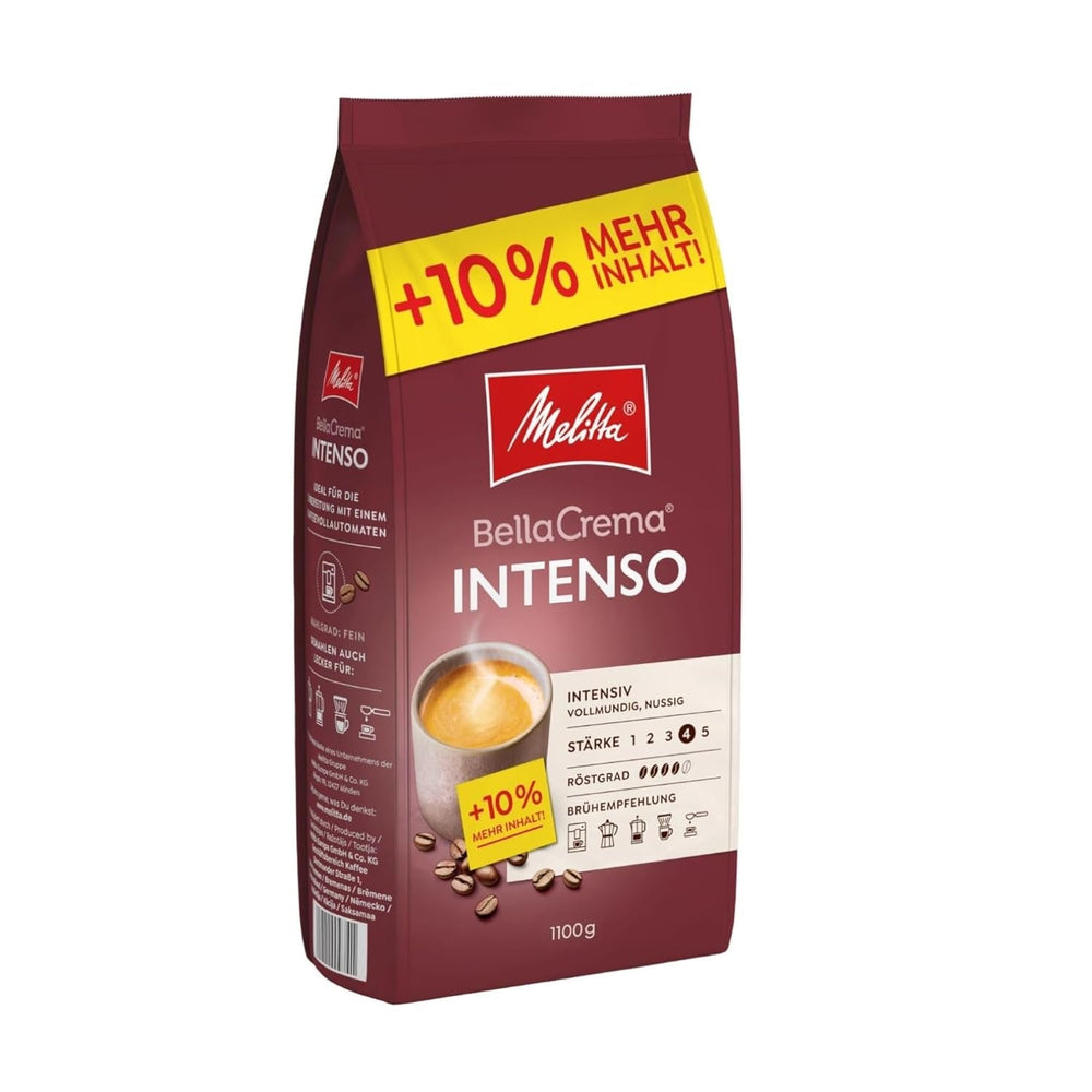 Melitta Bellacrema, boabe de cafea întregi Cafea Naty Shop 1.1 Kg Intenso
